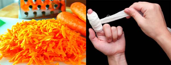 Компресс на палец из тертой моркови